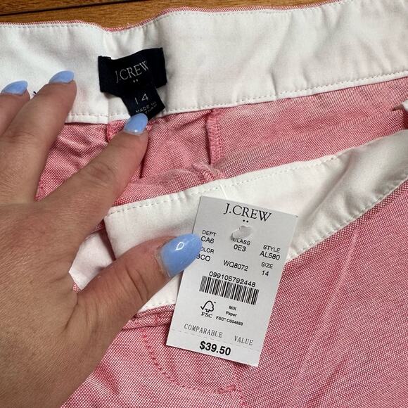 J. Crew Women’s Flat Front Shorts Size 14 City Fit 100% Cotton Pink MidRise Golf - Picture 3 of 9